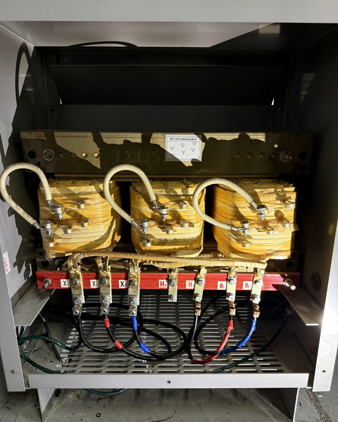 Commercial transformer terminations and organized conductors from a Bravo project.